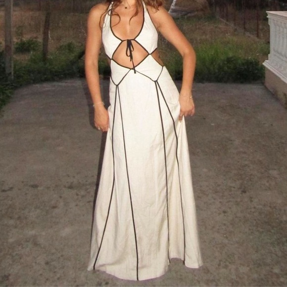 Peppermayo White and Black Backless Maxi Dress - Picture 3 of 3